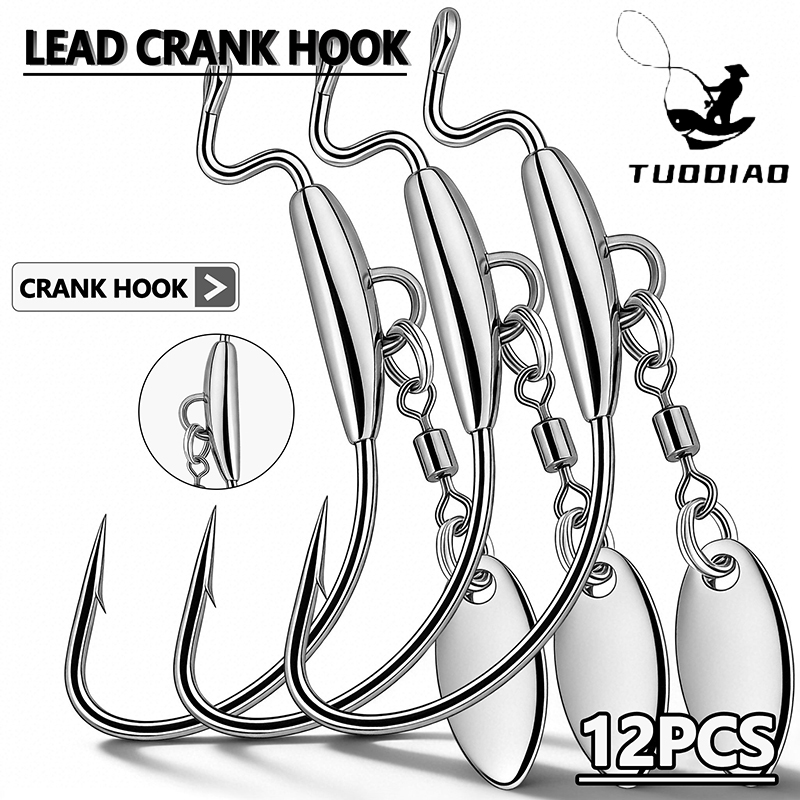 Fishing Hook Weedless - [TUODIAO] Набор джиг-головок с кривошипом, блестящая